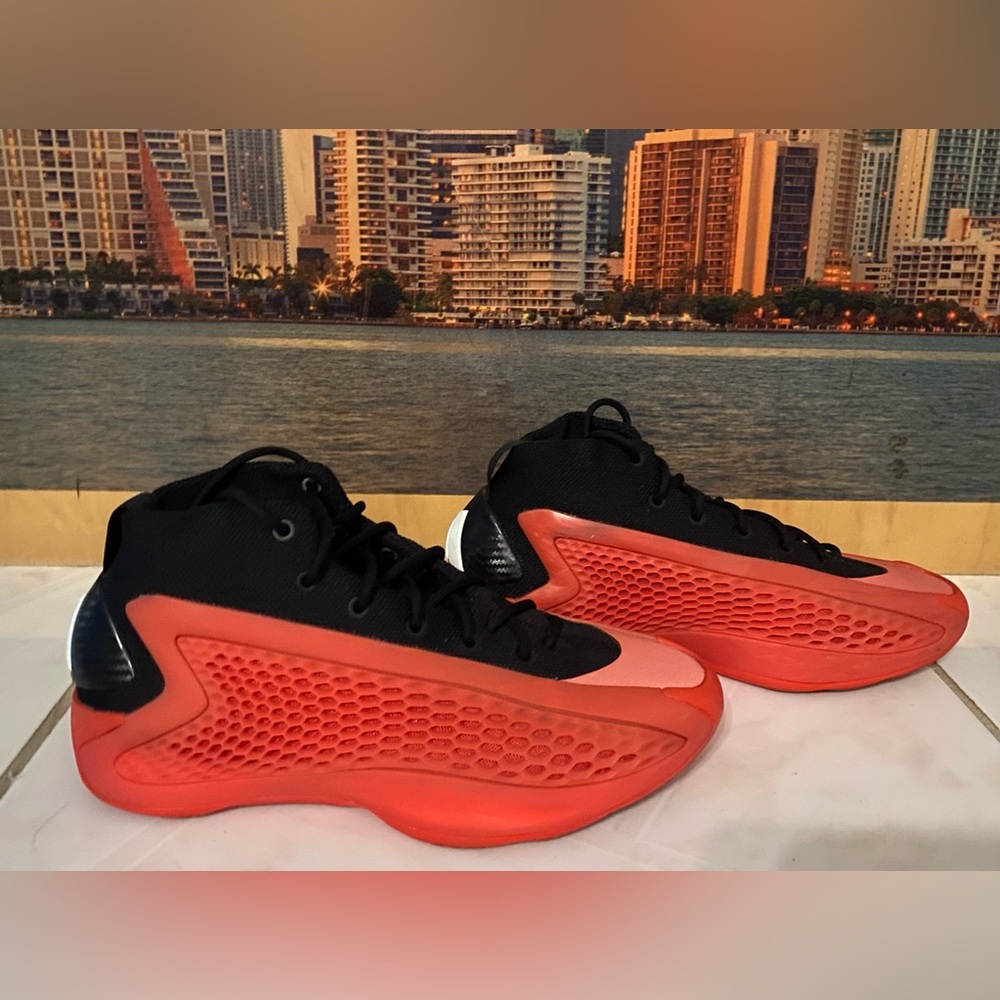 ADIDAS Anthony Edwards A.E. 1 Mid "Pure Ruby" (Core Black/Red) Basketball Shoes